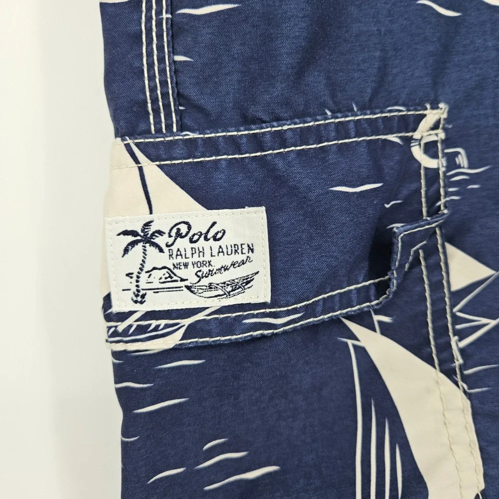 Polo Ralph Lauren Board Shorts‎ Mens Large Blue Sails AOP Summer Liner Beach